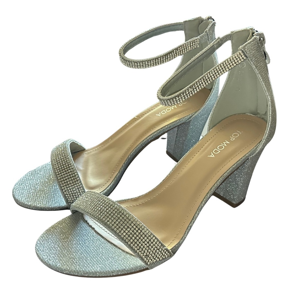 TOP Moda Women's Glittering Silver Heels